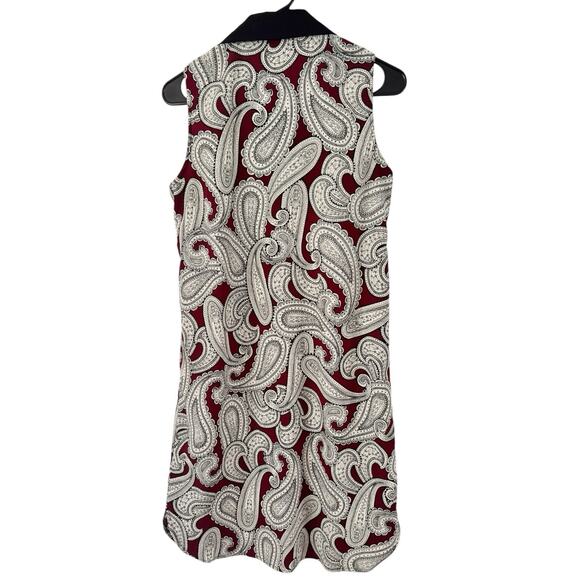 Ann Taylor Dark Red Paisley Print 1/4 Button Popover Dress Size Small - Picture 3 of 7